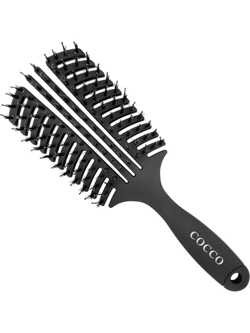Curved Detangling Brush - Vented Boar & Nylon Bristles for Smooth Styling